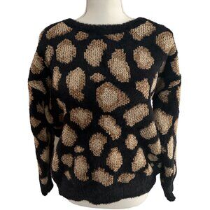 MICHAEL KORS Animal Print Dark Camel Sweater Size Small NEW